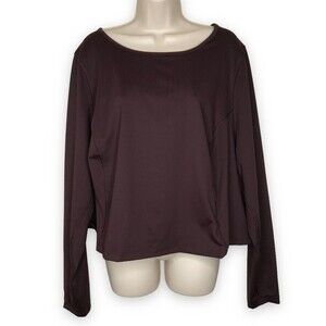 Old Navy Active Powersoft Go Dry Workout Top Pocket Long Sleeve Brown Women 3X